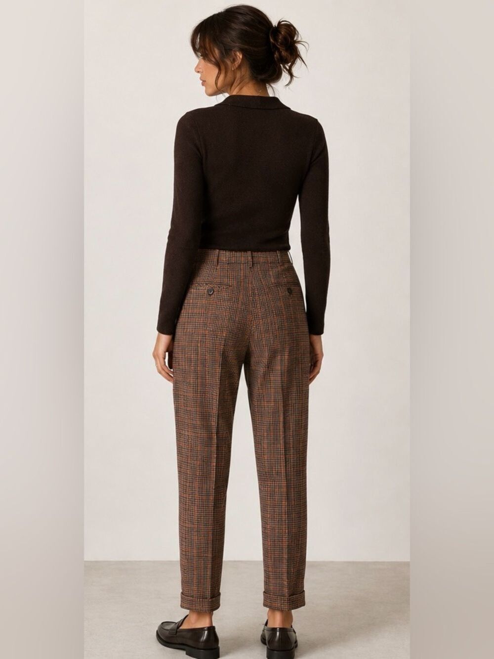 Reiss Brown Orange Mini Plaid Cuffed Tapered Trousers Pants
Size 30 - Picture 2 of 13